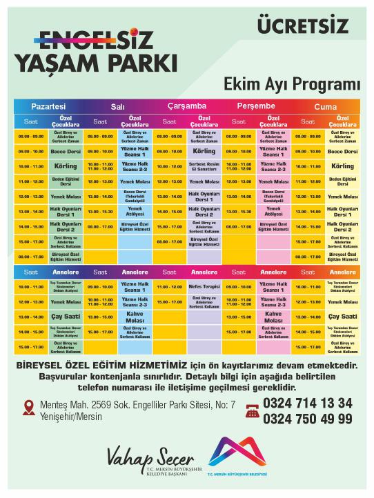Engelsiz Yaşam Parkı Ekim Ayı Programı 