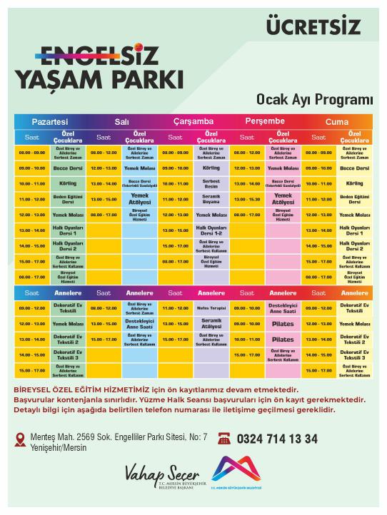Engelsiz Yaşam Parkı Ocak Ayı Programı 