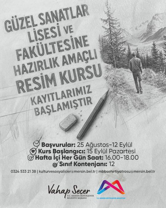 Güzel Sanatlar Lisesi ve Fakültesine hazırlık amaçlı resim kursu kayıtlarımız başlamıştır.