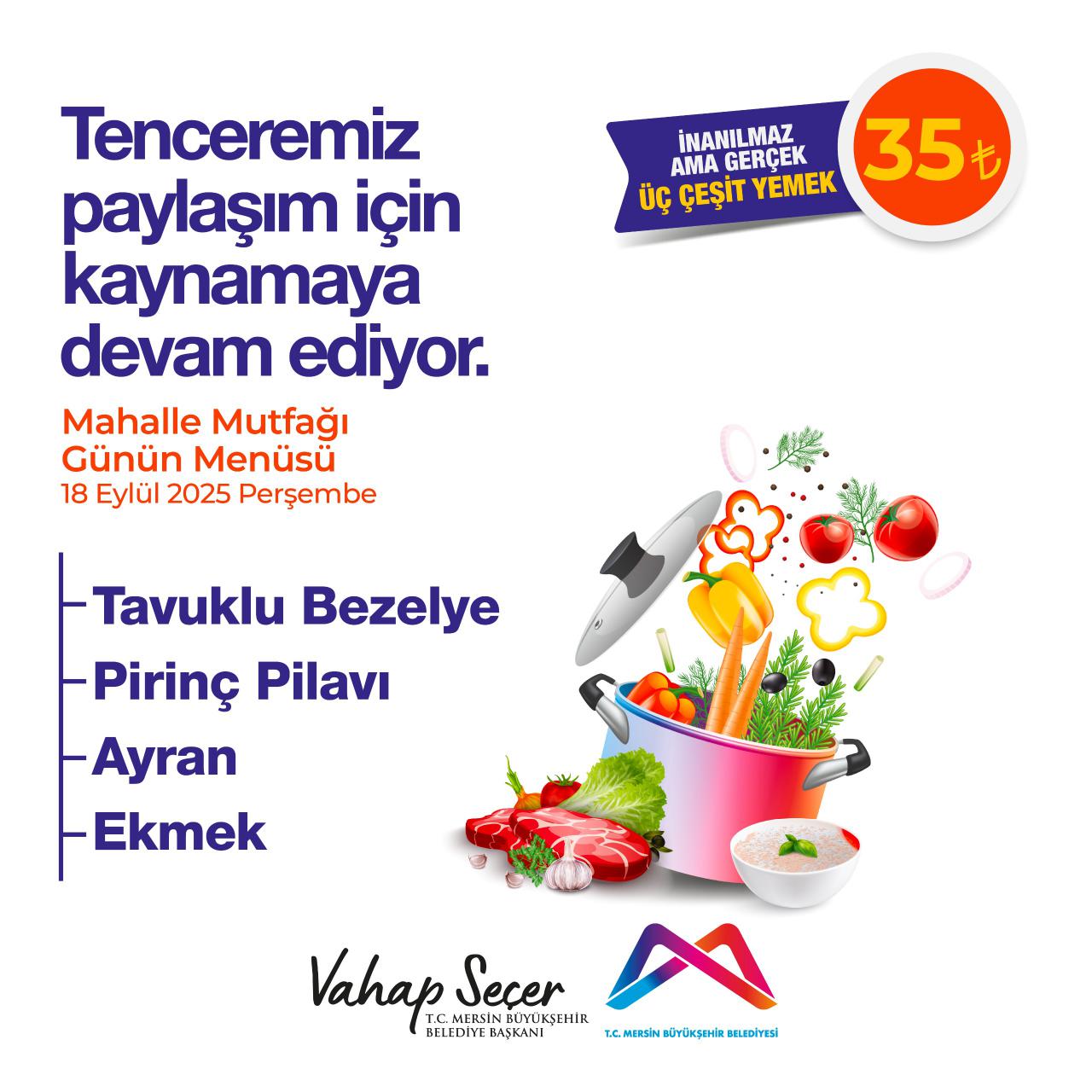 18 Eylül Mahalle Mutfakları menümüz: