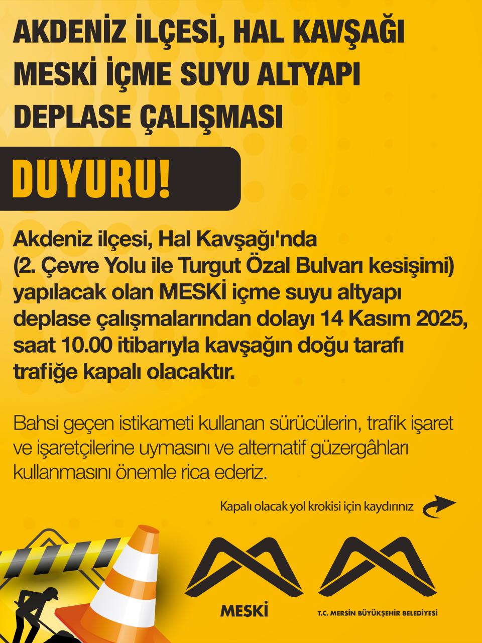 Akdeniz İlçesi, Hal Kavşağı MESKİ İçme Suyu Altyapı Deplase Çalışması