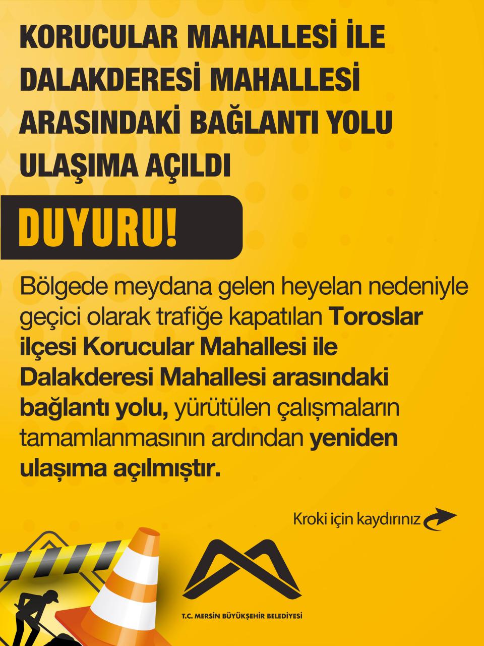 Korucular Mahallesi ile Dalakderesi Mahallesi arasındaki bağlantı yolu ulaşıma açıldı.