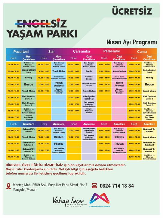 Engelsiz Yaşam Parkı Nisan Ayı Programı 