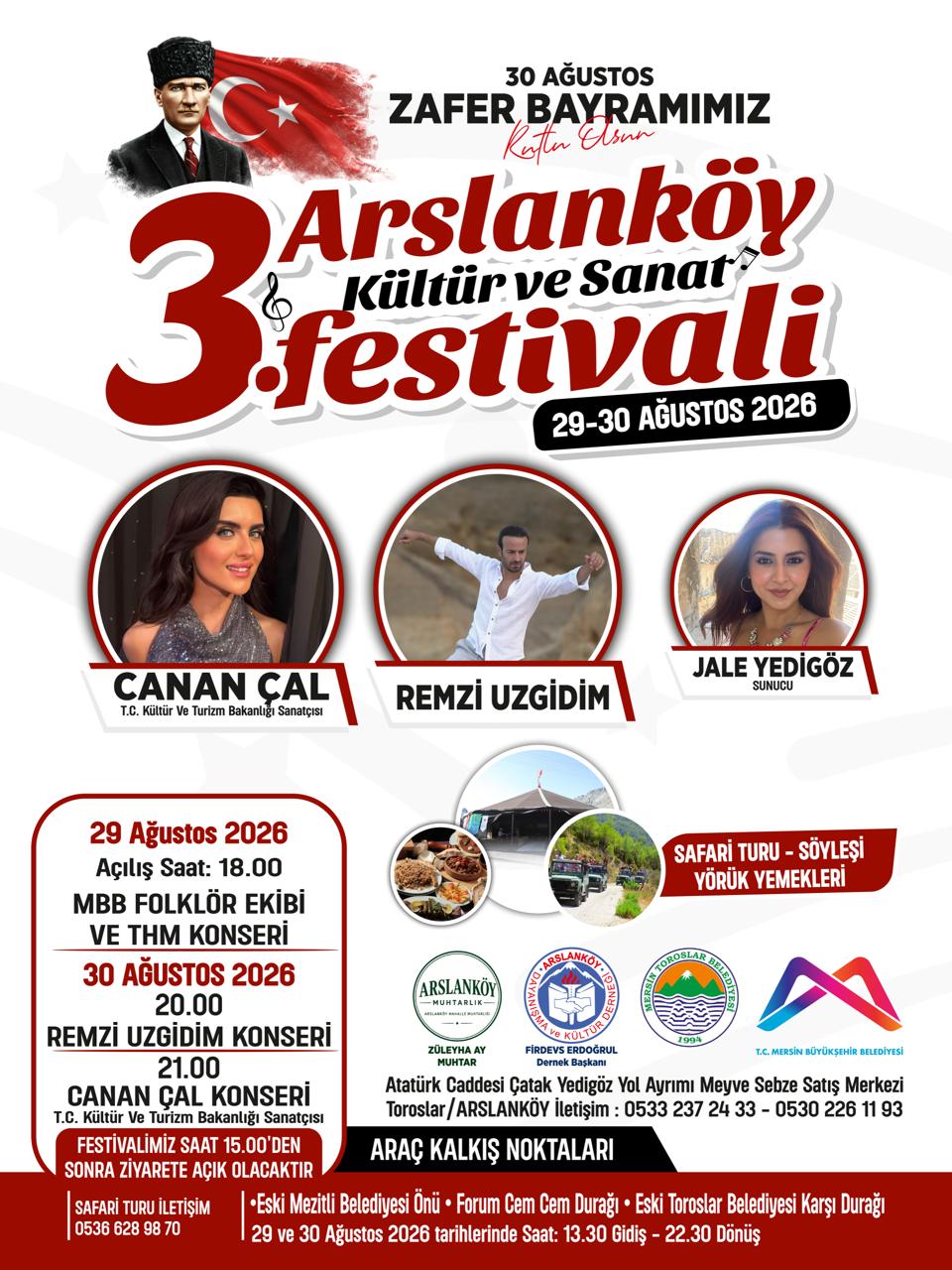 3. Arslanköy Kültür ve Sanat Festivali'nde buluşalım!